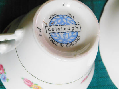 Colclough blue pink yellow flower cup and saucer