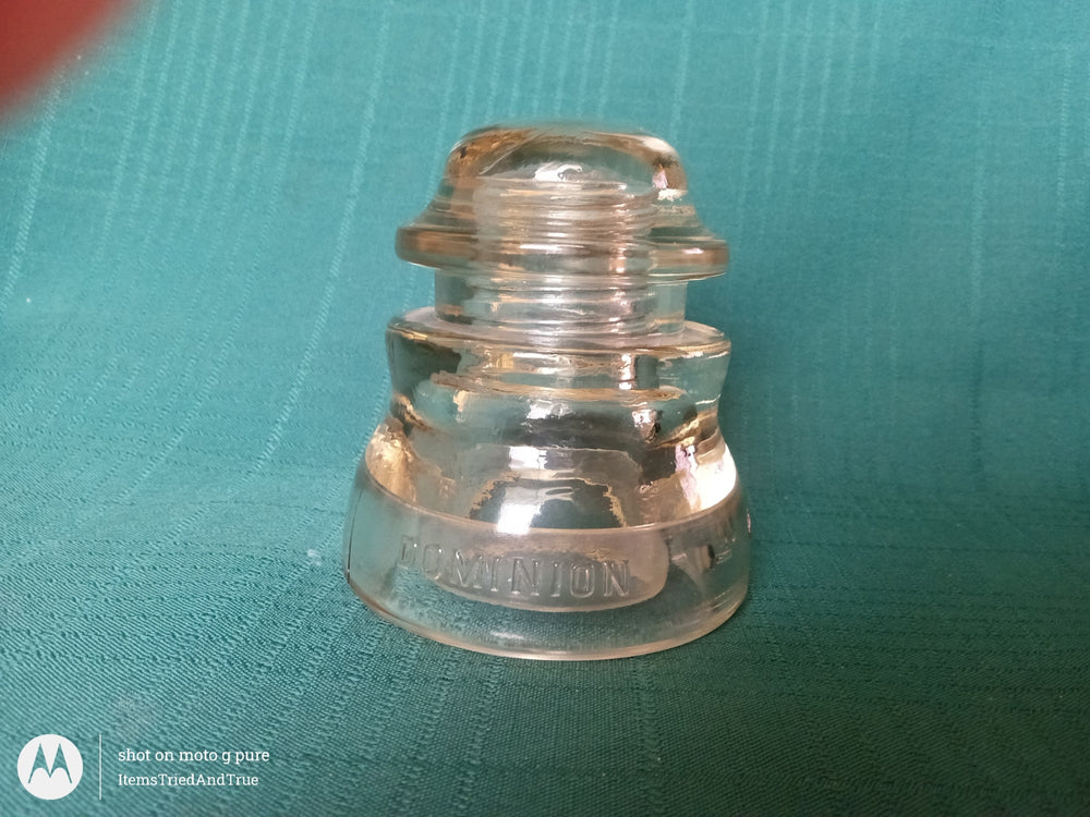 Dominion Glass Telegraph Insulator – Clear Vintage Canadian Utility Collectible