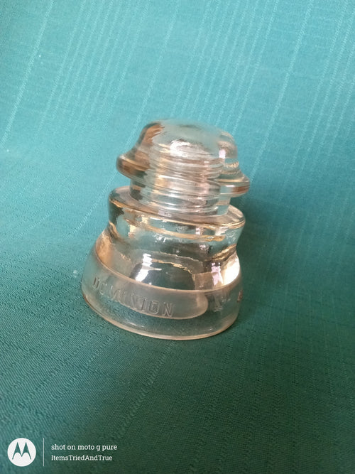 Dominion Glass Telegraph Insulator – Clear Vintage Canadian Utility Collectible