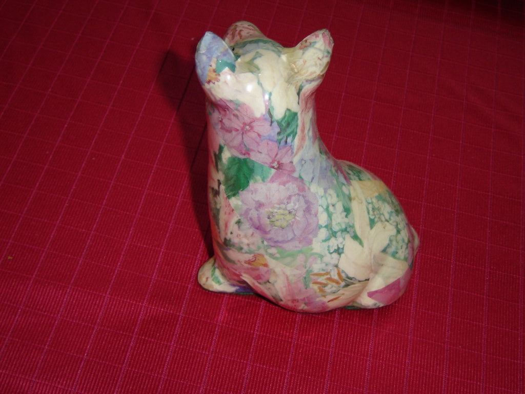 Attentive glazed paper mache pig