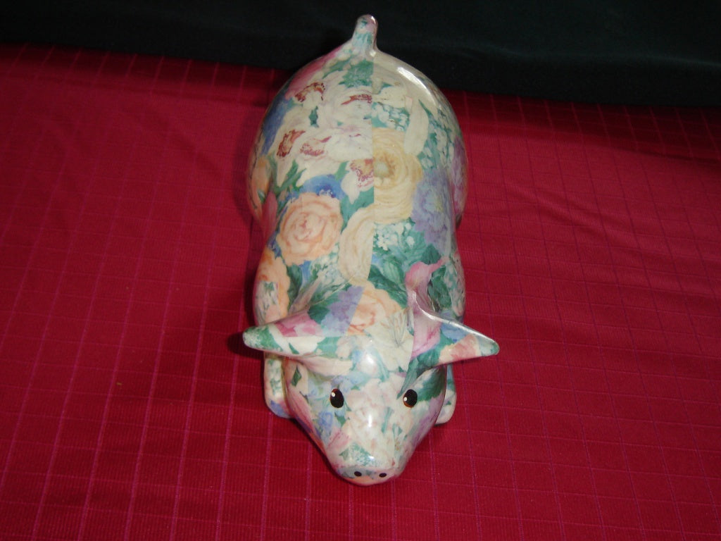 Dining glazed paper mache pig
