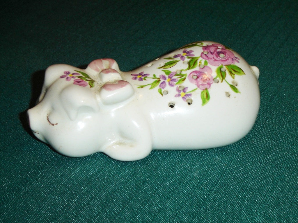 Avon pig potpourri holder pink flower 1978