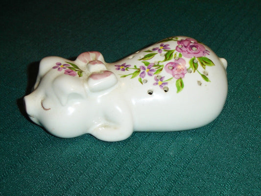 Avon pig potpourri holder pink flower 1978