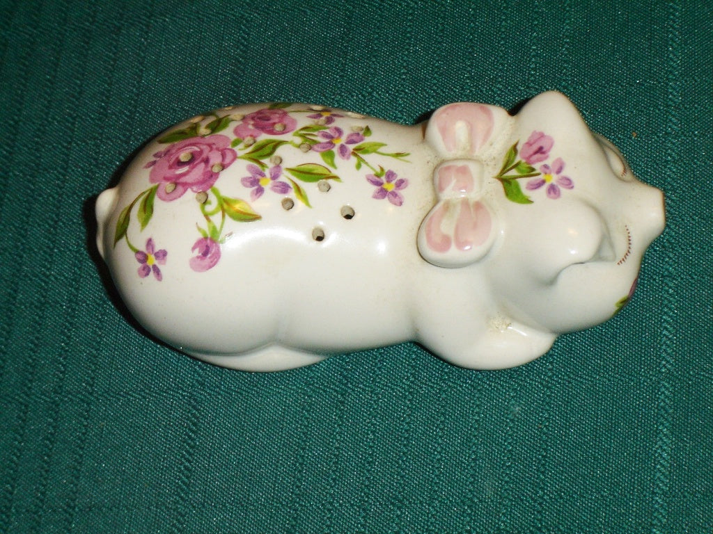 Avon pig potpourri holder pink flower 1978