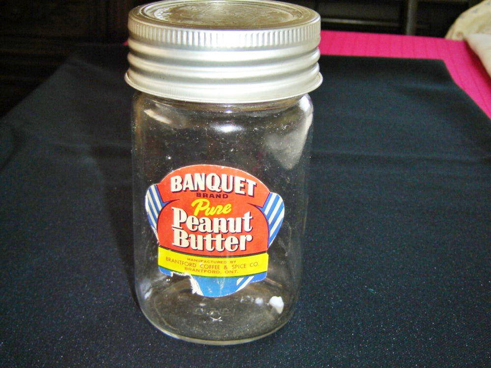 Banquet Peanut Butter Jar with Crown Mason Jar ƒ?? Vintage Canadian Kitchenware
