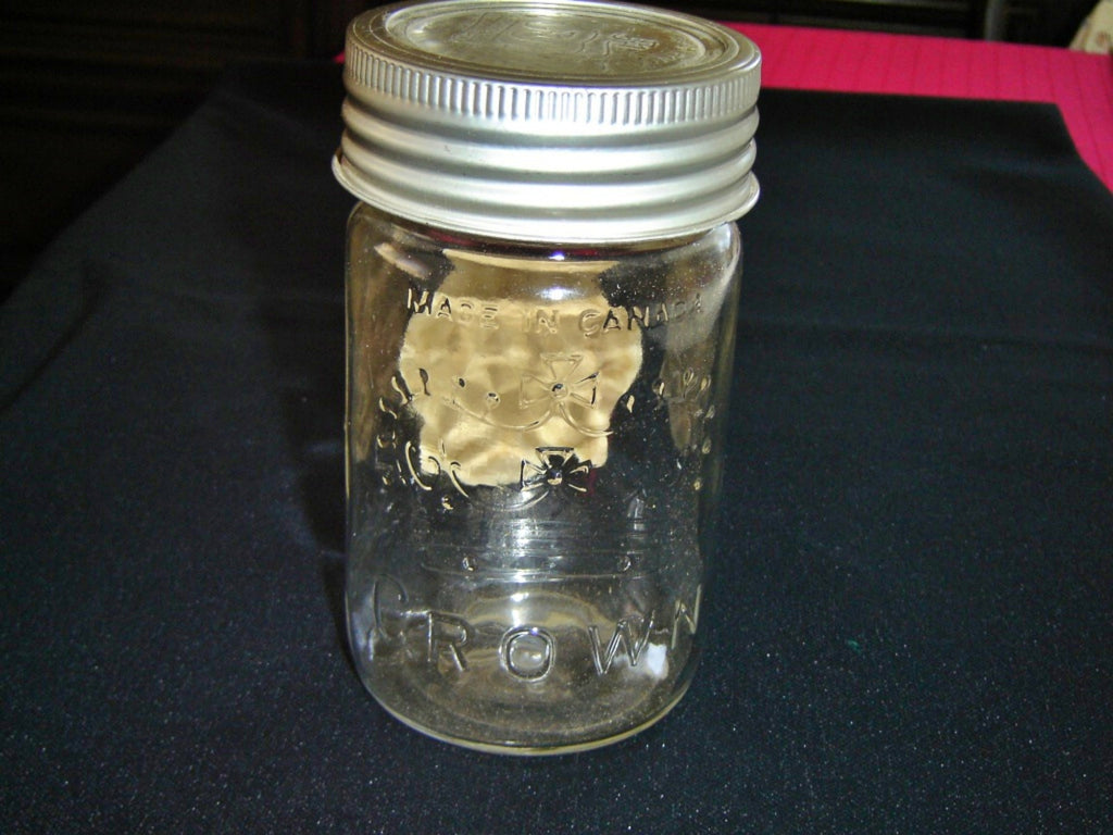Banquet Peanut Butter Jar with Crown Mason Jar – Vintage Canadian Kitchenware