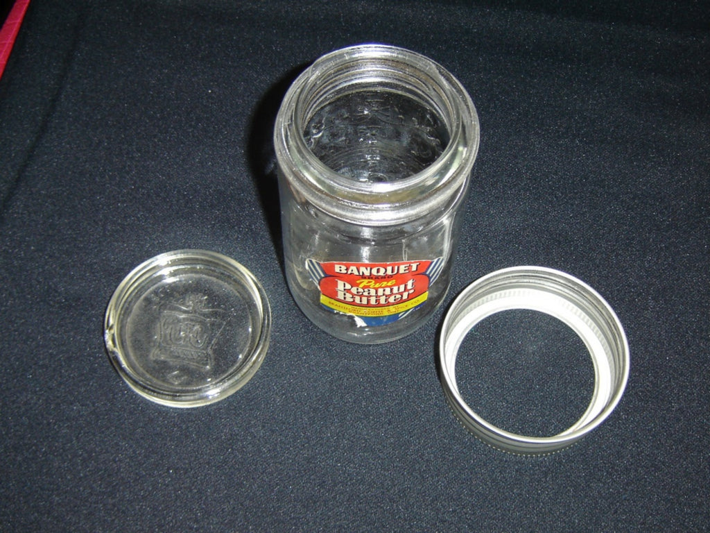 Banquet Peanut Butter Jar with Crown Mason Jar – Vintage Canadian Kitchenware