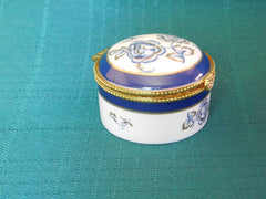 Vintage Porcelain Trinket Box with Floral Design mint condition