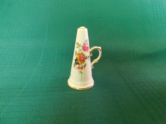 Miniature Porcelain Horn – Hand-Painted Floral Accent with Gold Trim near mint Oakley China