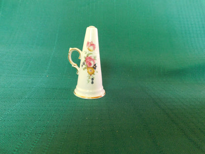 Miniature Porcelain Horn – Hand-Painted Floral Accent with Gold Trim near mint Oakley China