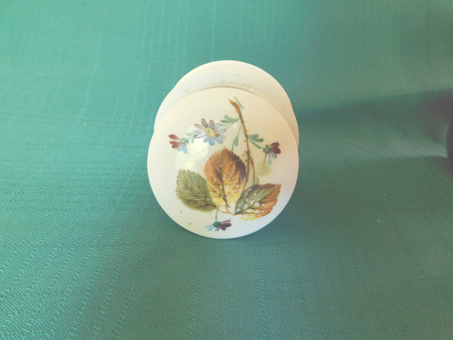 Vintage Porcelain Trinket Box with Autumn Floral Design – Hand-Painted Keepsake Container