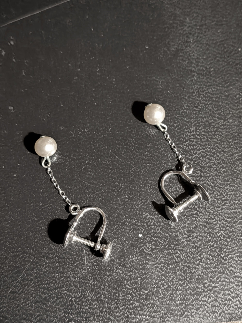 Sterling Silver Pearl Drop Earrings – Screw-Back Pair
