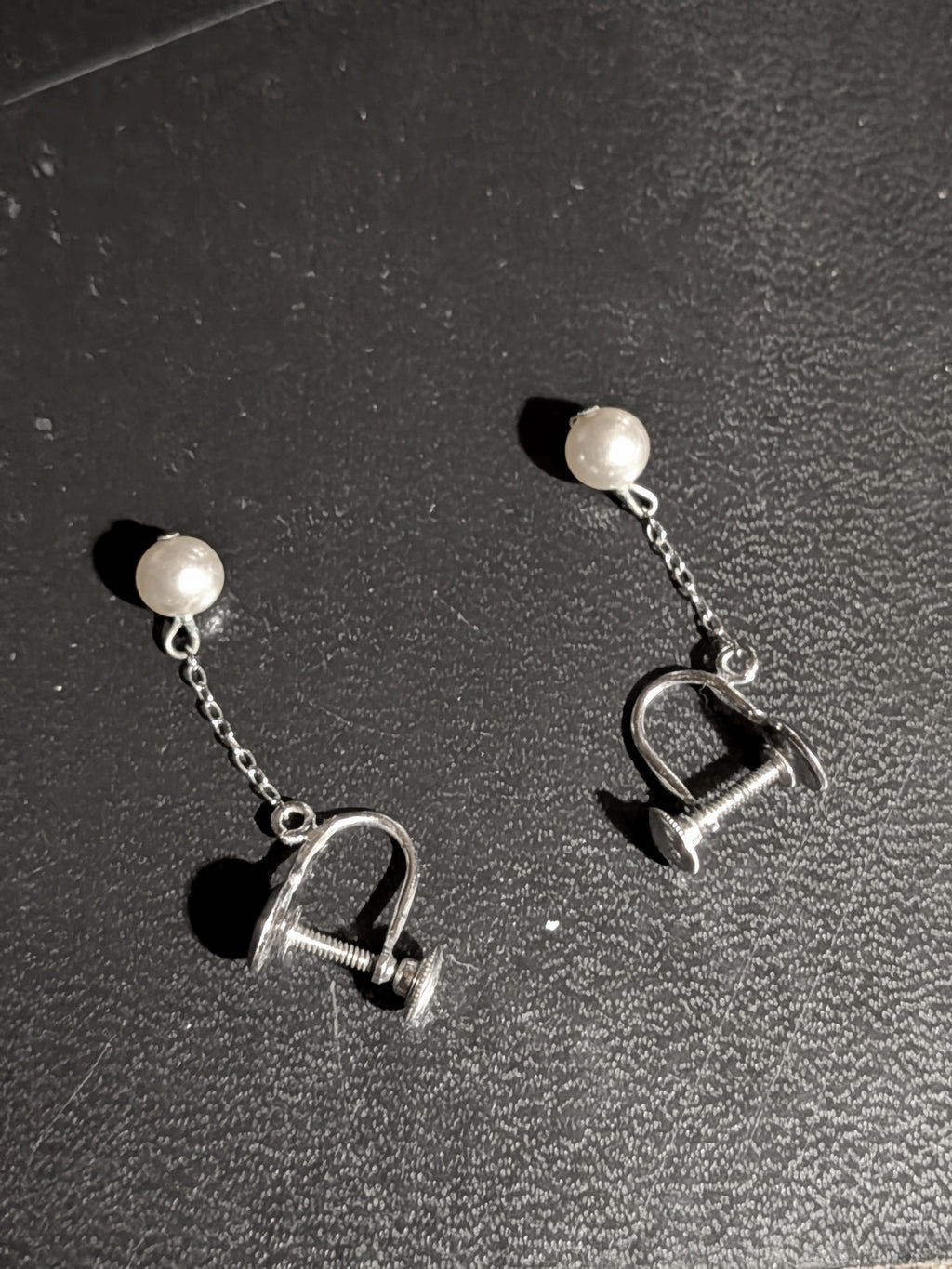 Sterling Silver Pearl Drop Earrings – Screw-Back Pair