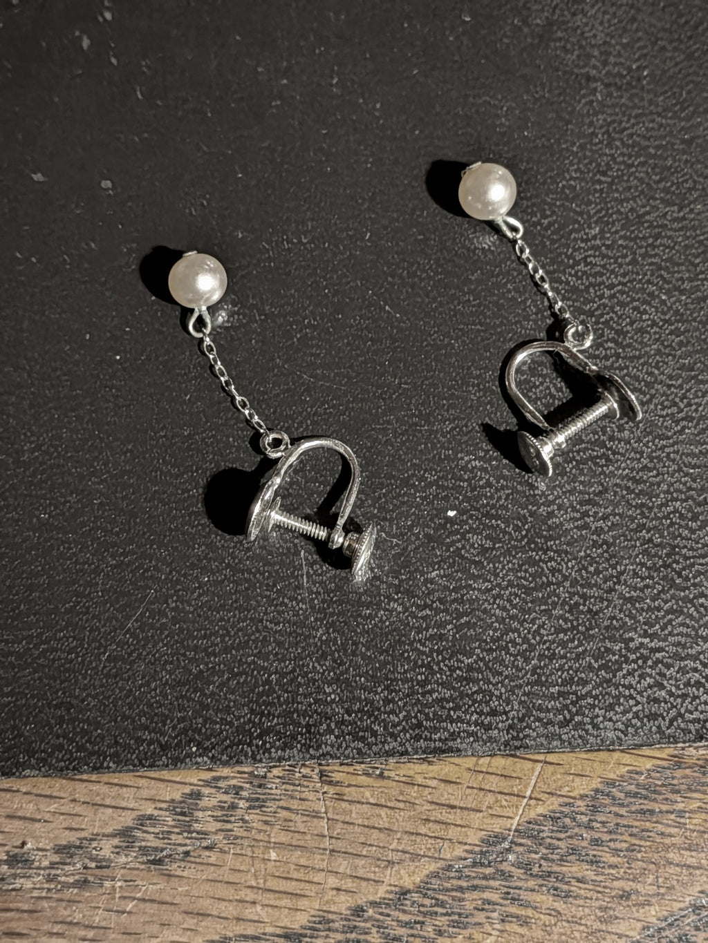 Sterling Silver Pearl Drop Earrings – Screw-Back Pair