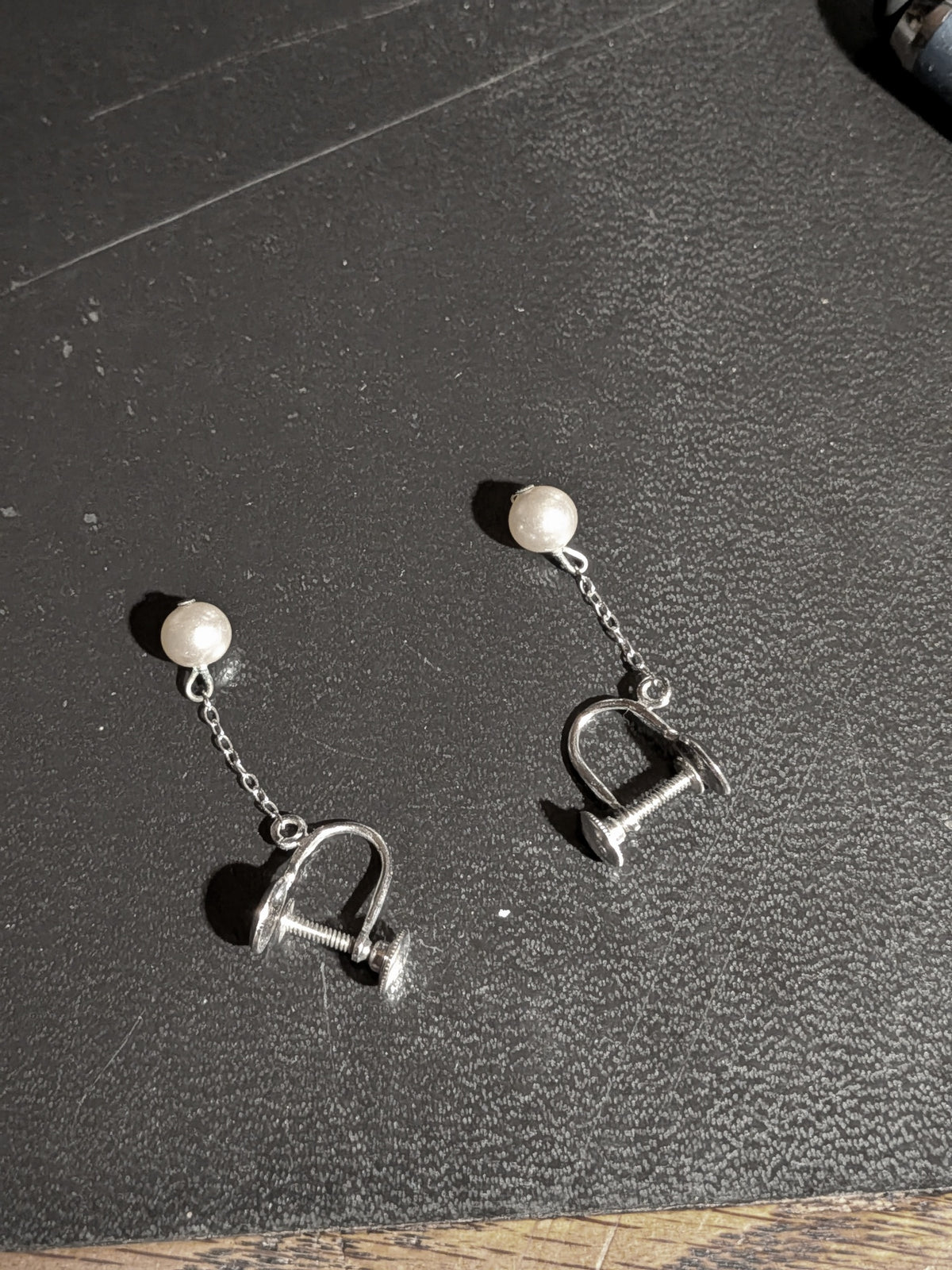 Sterling Silver Pearl Drop Earrings – Screw-Back Pair
