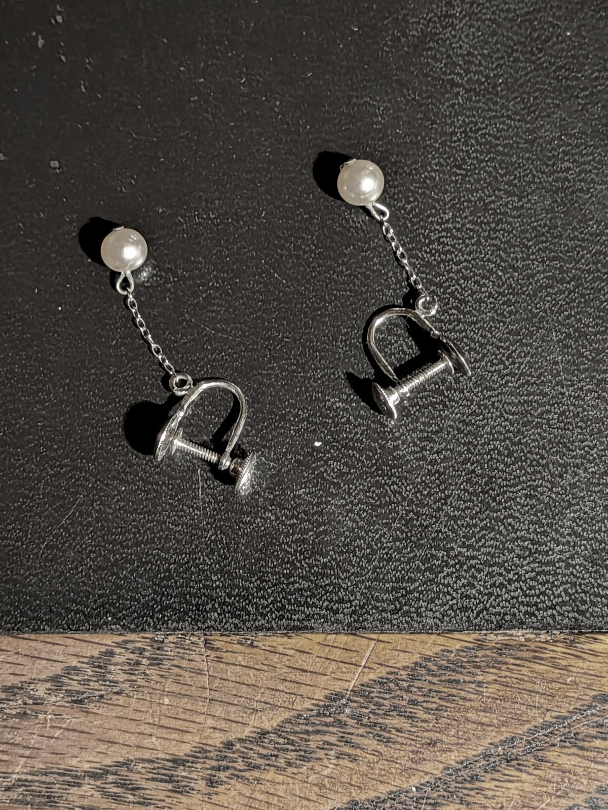 Sterling Silver Pearl Drop Earrings – Screw-Back Pair