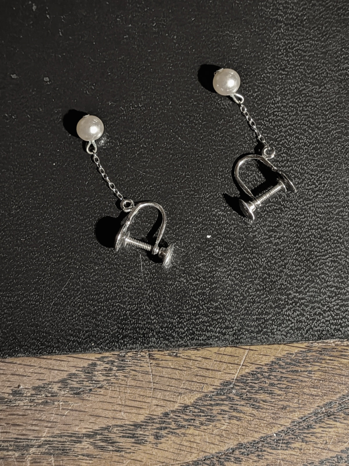 Sterling Silver Pearl Drop Earrings – Screw-Back Pair