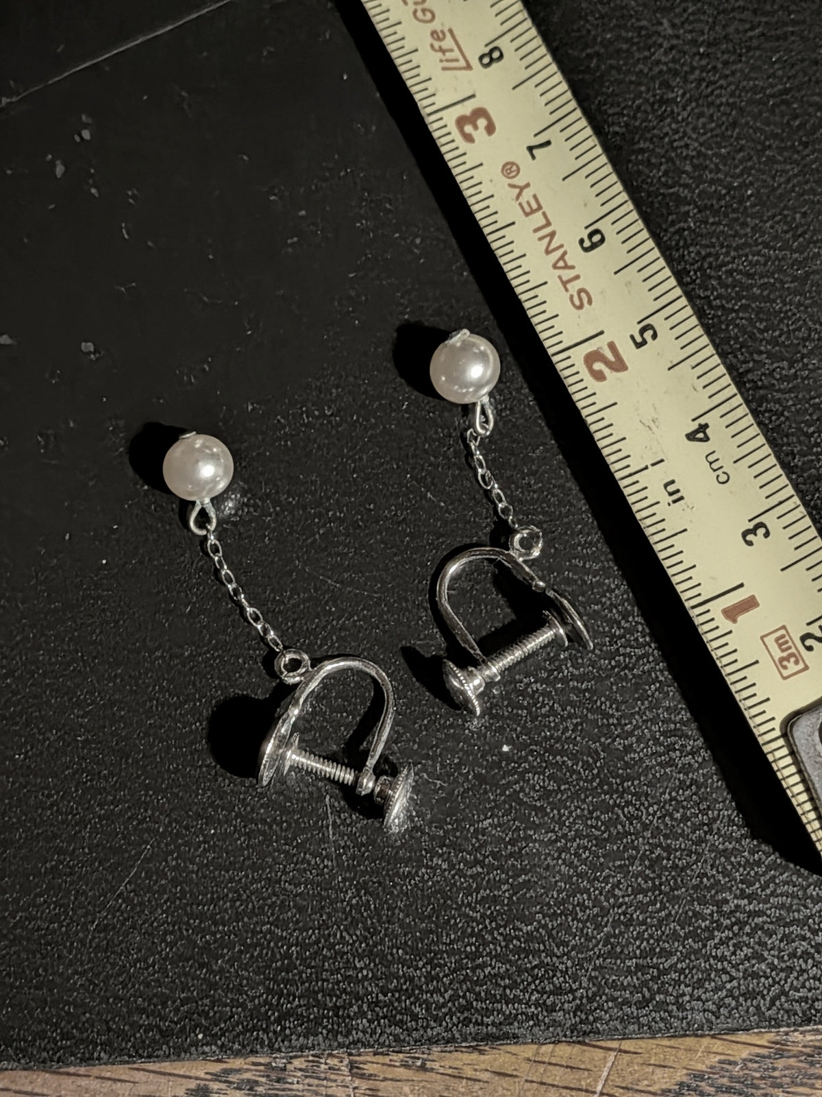 Sterling Silver Pearl Drop Earrings – Screw-Back Pair