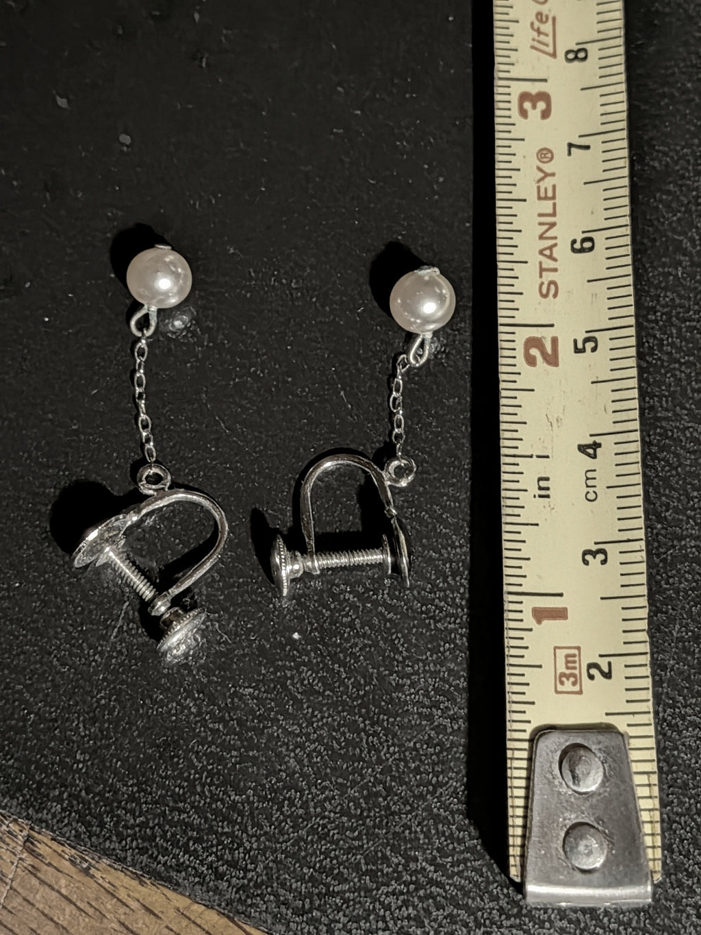 Sterling Silver Pearl Drop Earrings – Screw-Back Pair