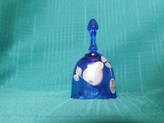 Signed Fenton glass blue bell mint condition with sticker