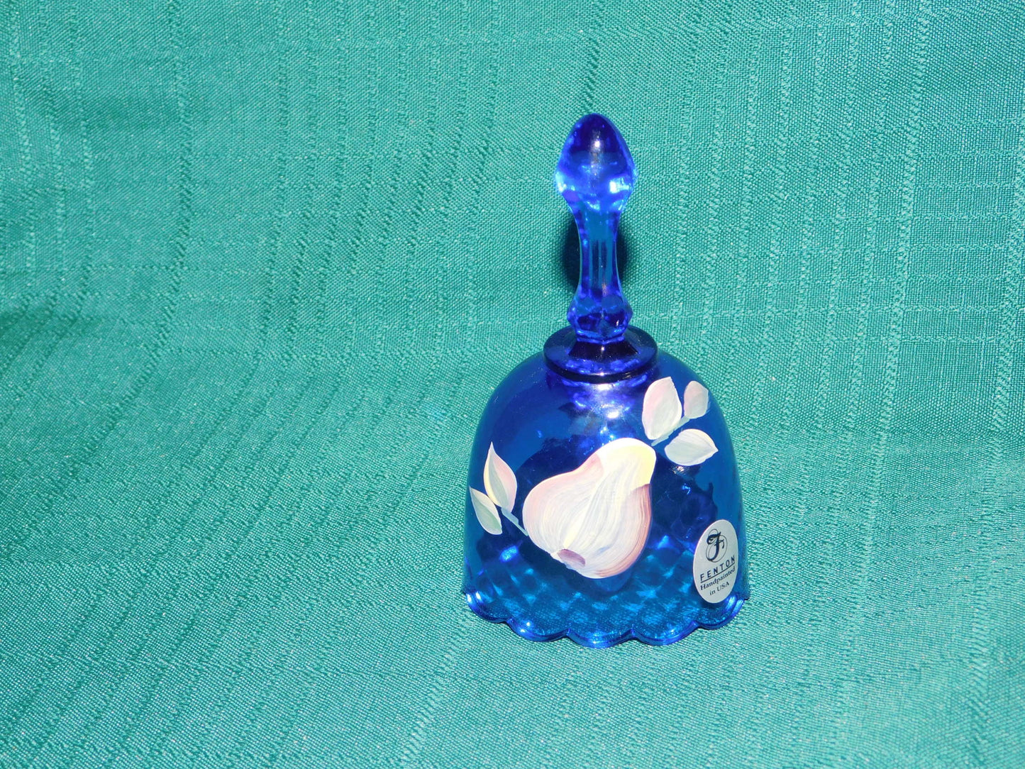 Signed Fenton glass blue bell mint condition with sticker