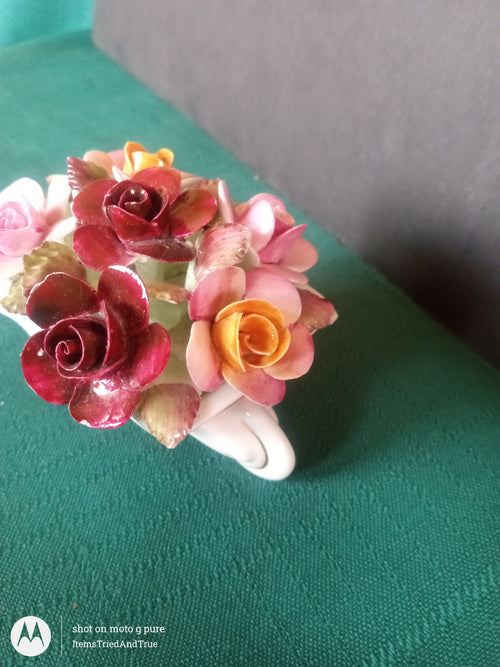 Royal Albert Old Country Roses (1962) floral wheelbarrow miniature