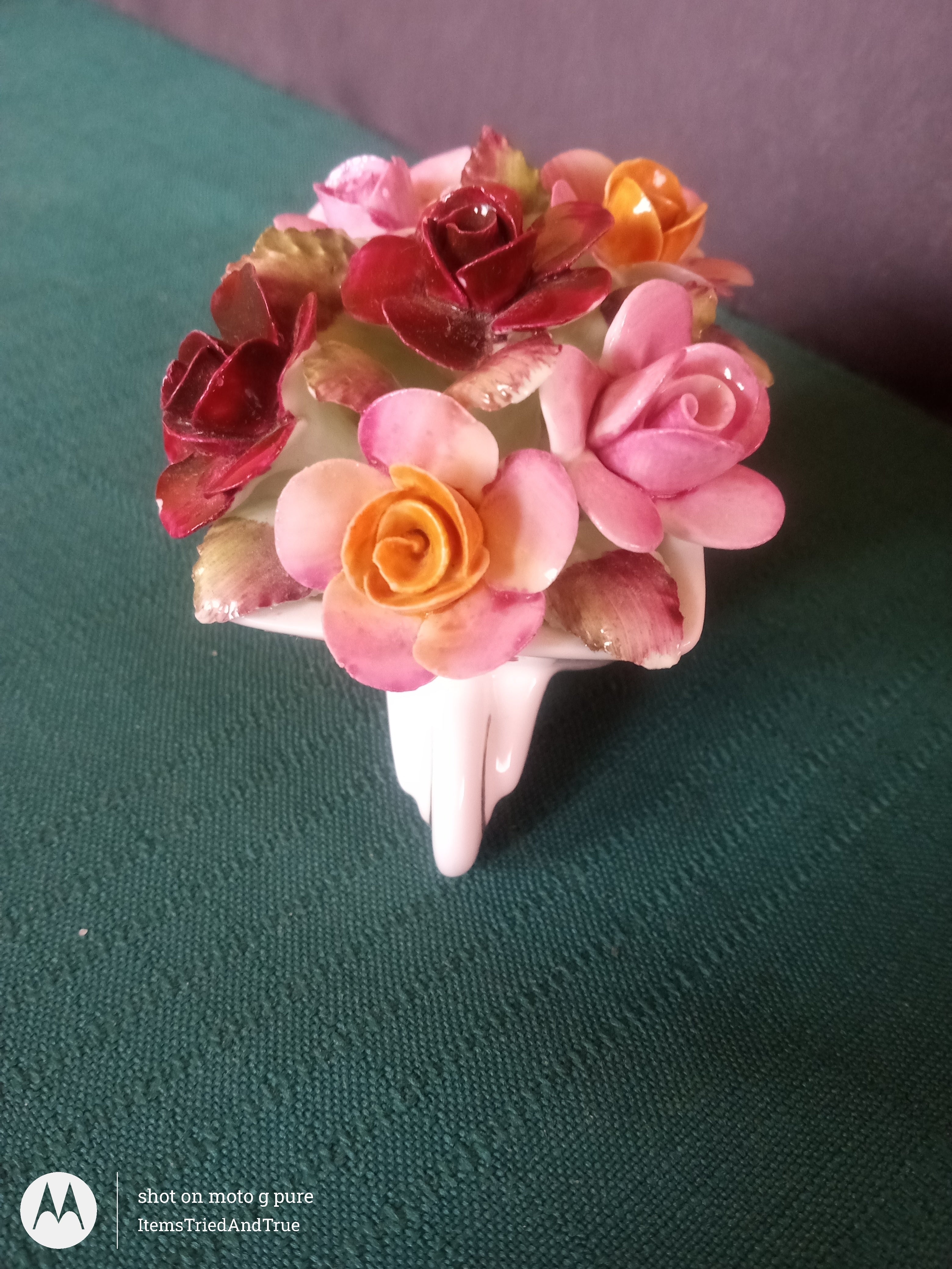 Royal Albert Old Country Roses (1962) floral wheelbarrow miniature