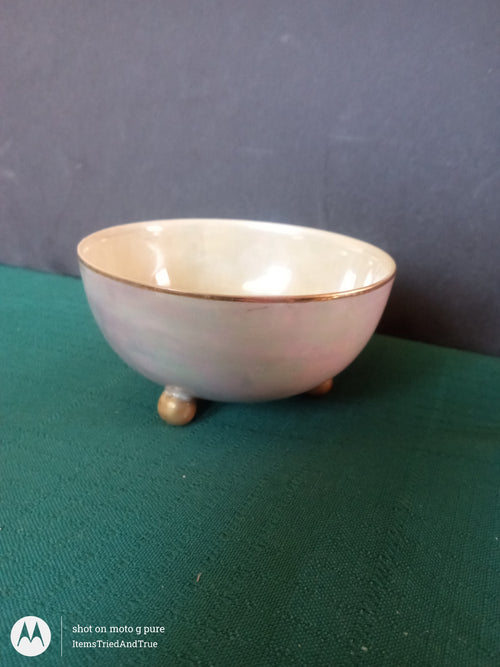 Noritake Hand‑Painted Lusterware Footed Nut / Candy Dish (1920s–1930s) VGU