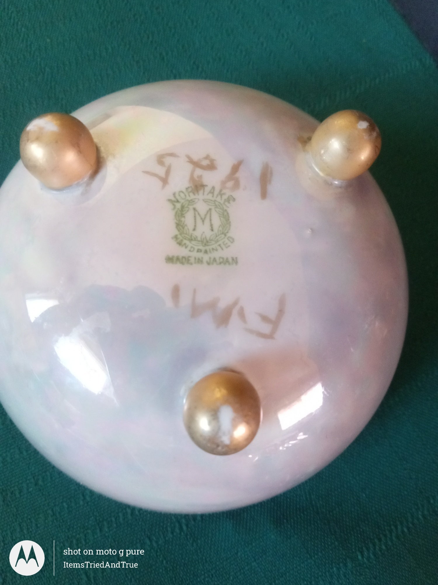 Noritake Hand‑Painted Lusterware Footed Nut / Candy Dish (1920s–1930s) VGU