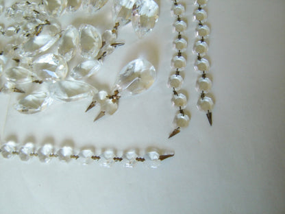 Vintage or antique 121 piece lot of chandelier clear glass prisms mixed