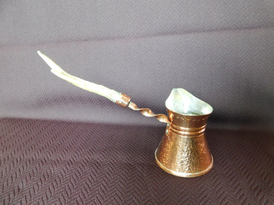 Faux antler handled hammered copper Turkish style coffee pot VGU