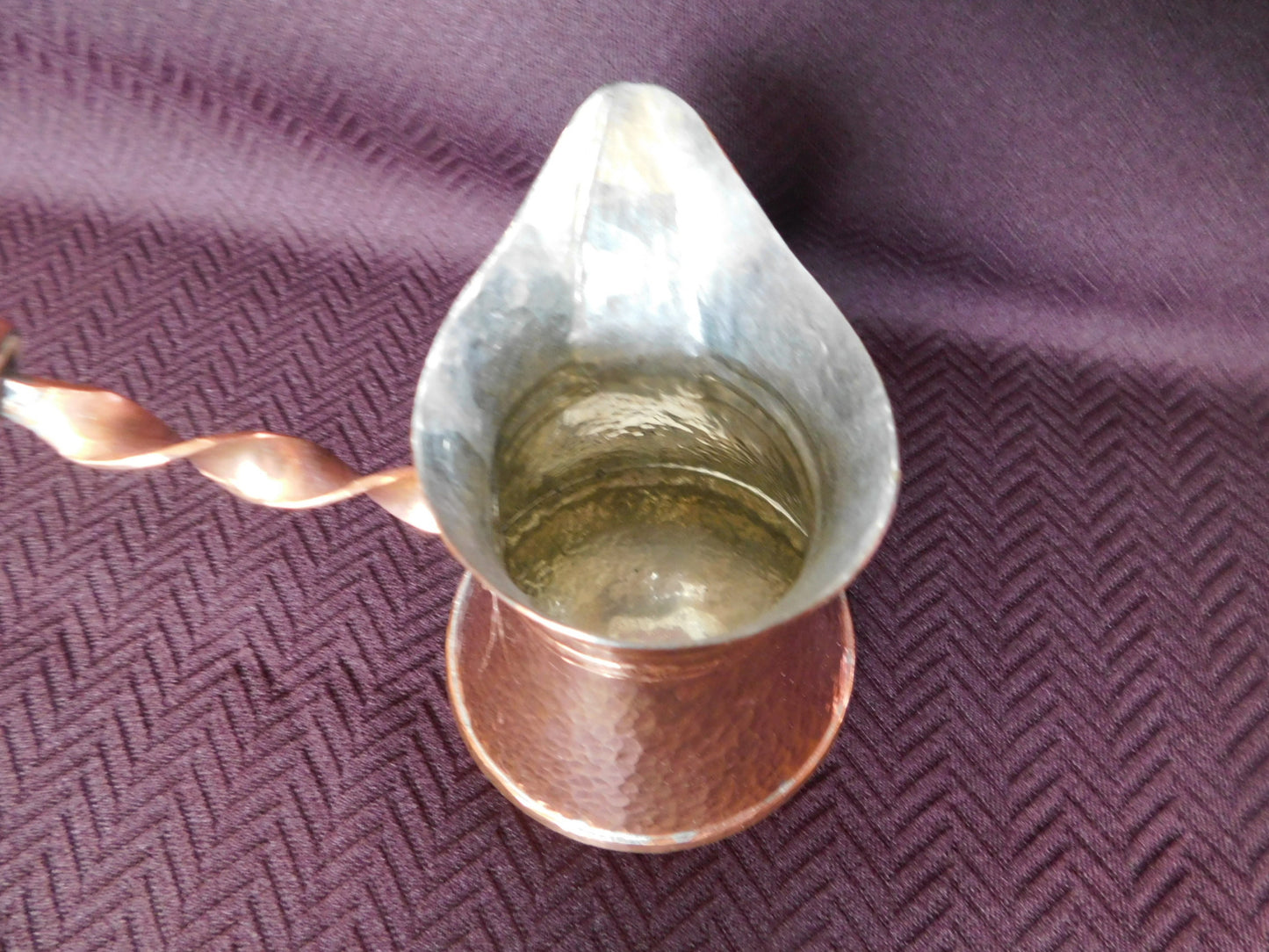 Faux antler handled hammered copper Turkish style coffee pot VGU