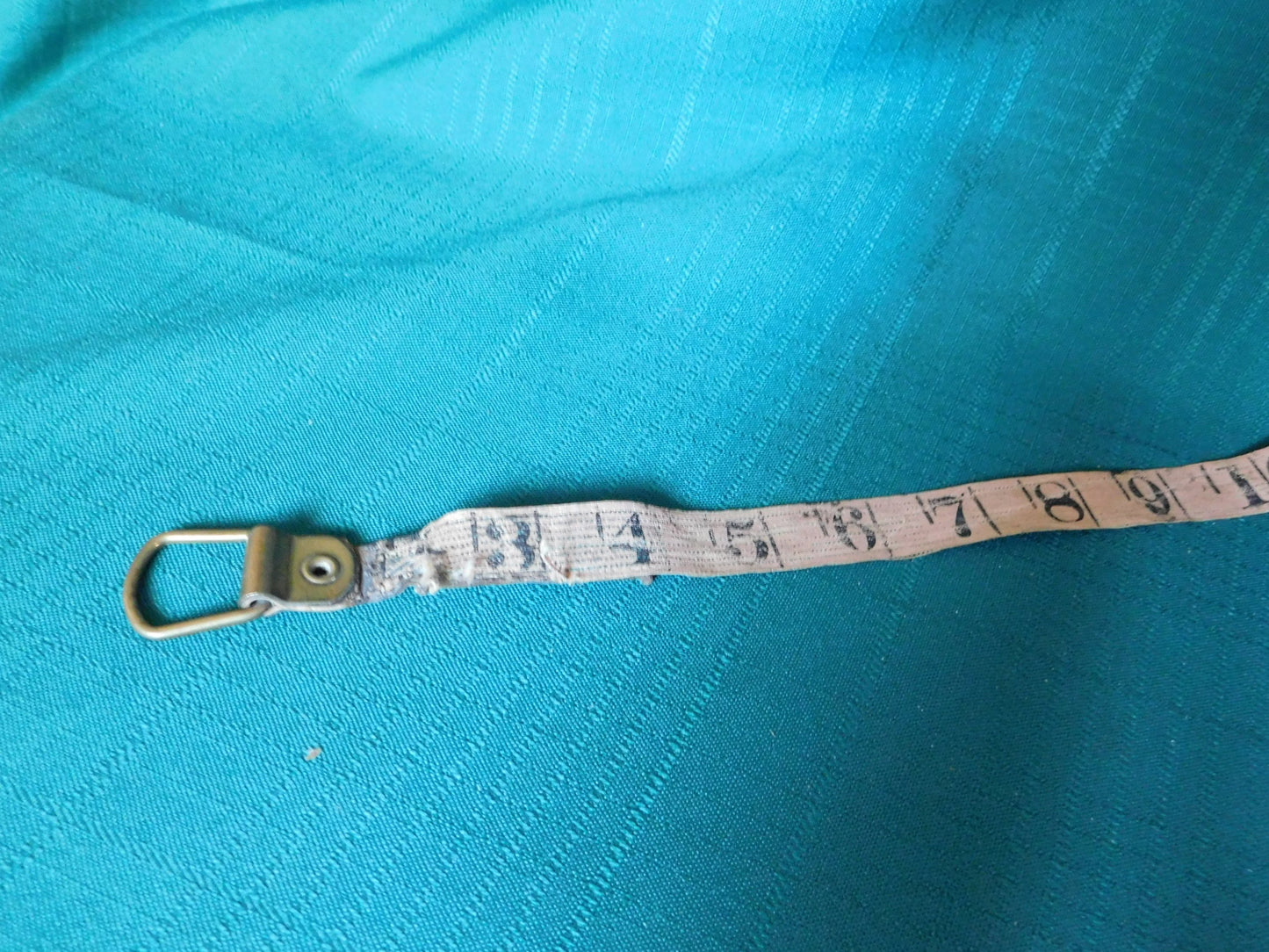 Vintage Chesterman Sheffield England brass leather cloth 50' measuring tape (1950s)