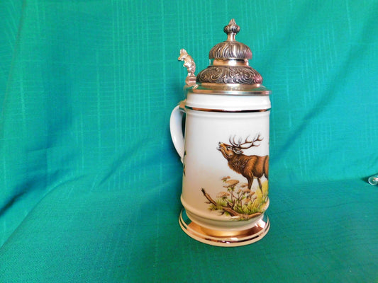 Handmade German stein with pewter lid near mint condition