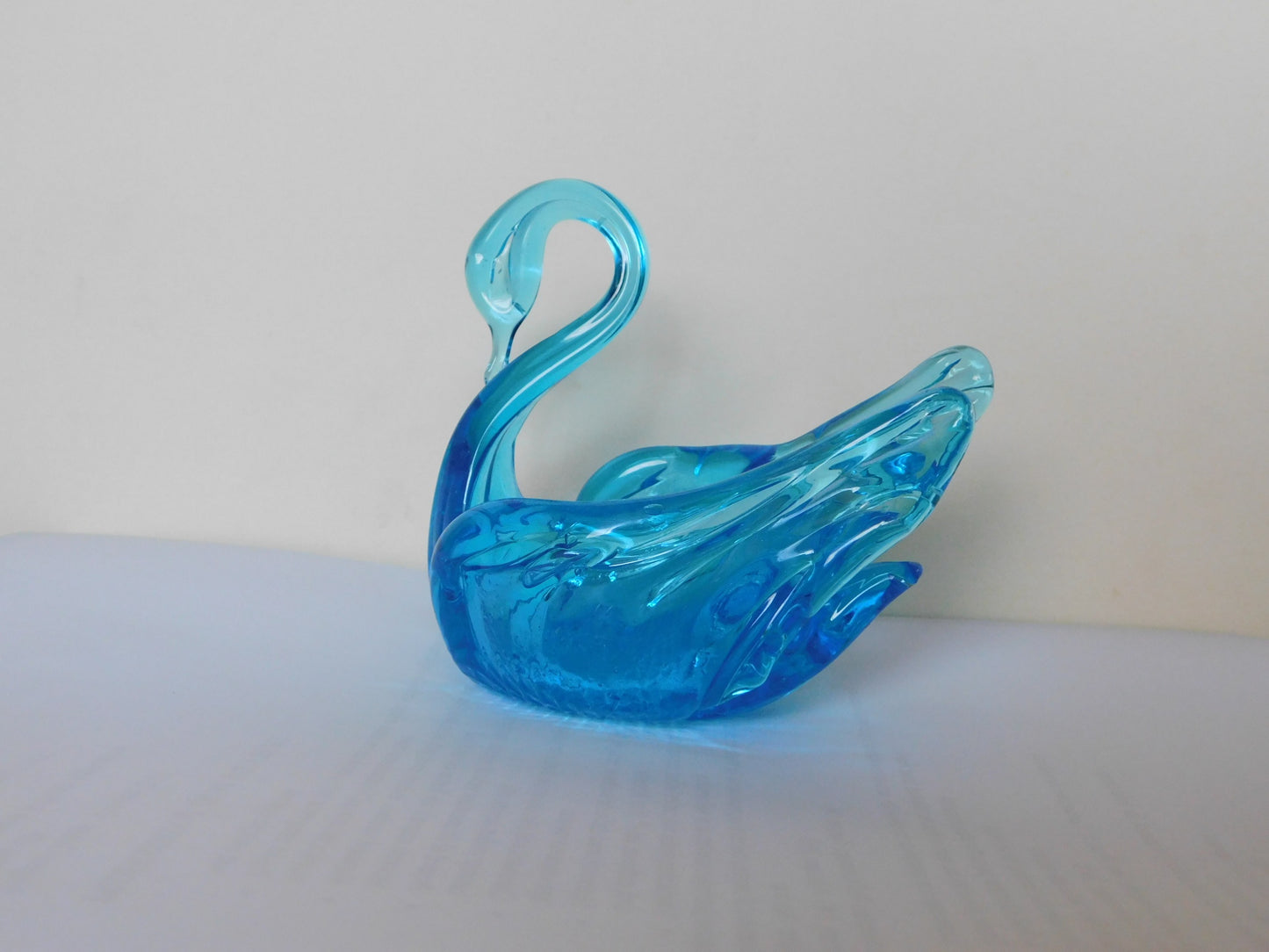 Fenton blue swan candy or trinket dish near mint condition