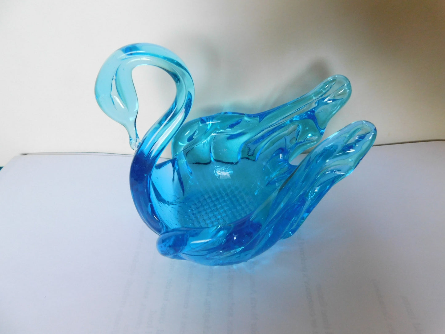 Fenton blue swan candy or trinket dish near mint condition