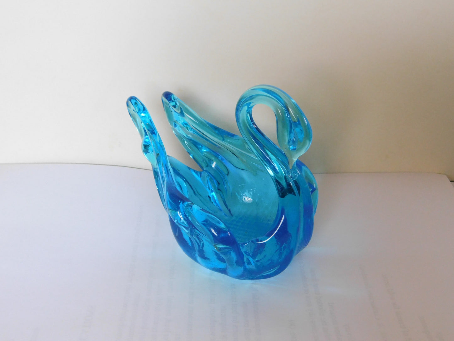 Fenton blue swan candy or trinket dish near mint condition