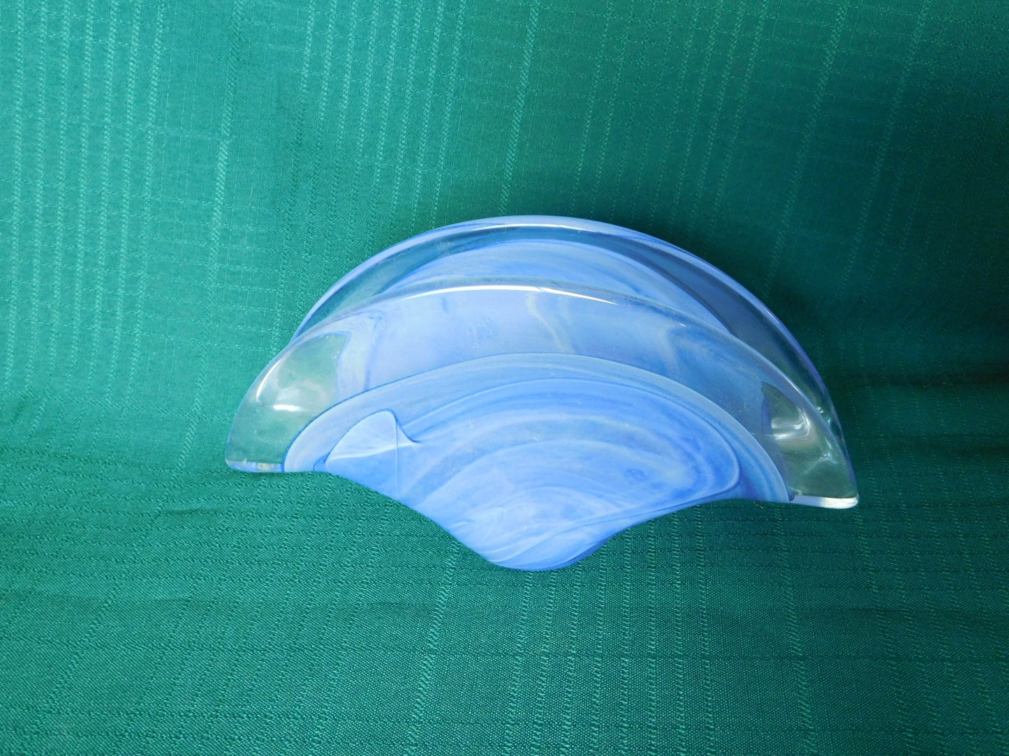 Murano blue and clear glass napkin or letter holder mint condition