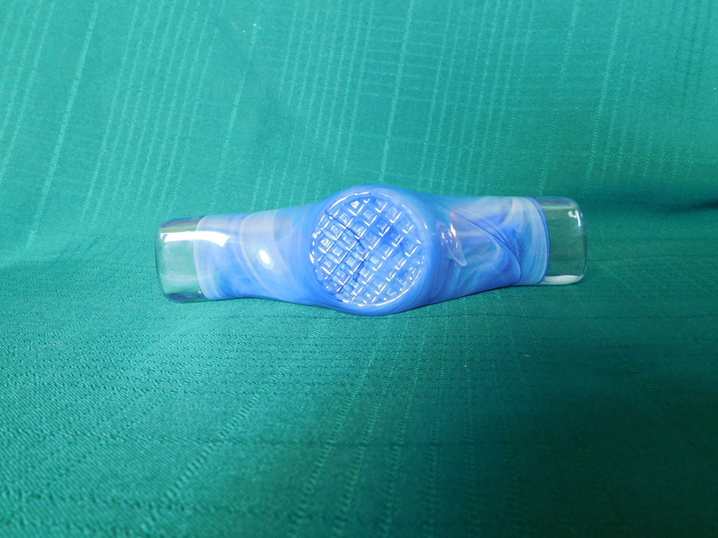 Murano blue and clear glass napkin or letter holder mint condition