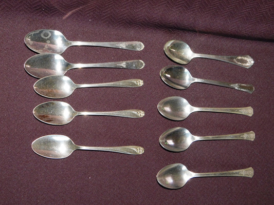 Mixed 10 piece lot of silverplate teaspoons for repurpose or reuse