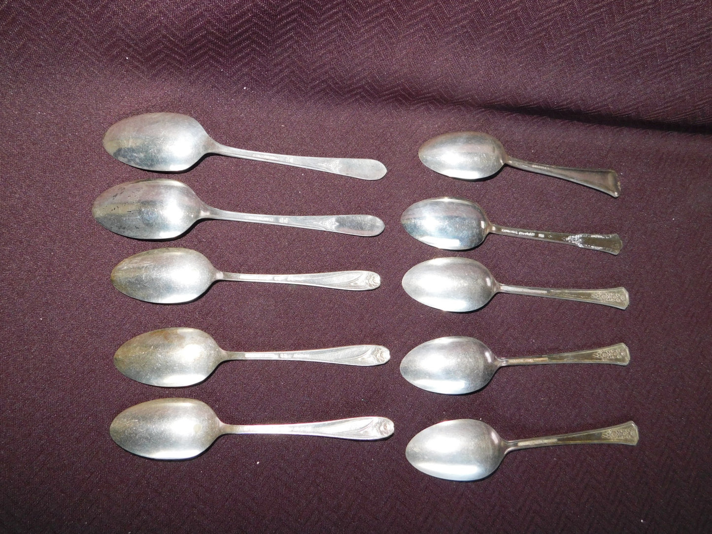 Mixed 10 piece lot of silverplate teaspoons for repurpose or reuse