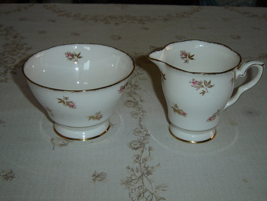 Royal Stafford pink Rosebud gold leaves large cream and sugar VGU - Items Tried And True