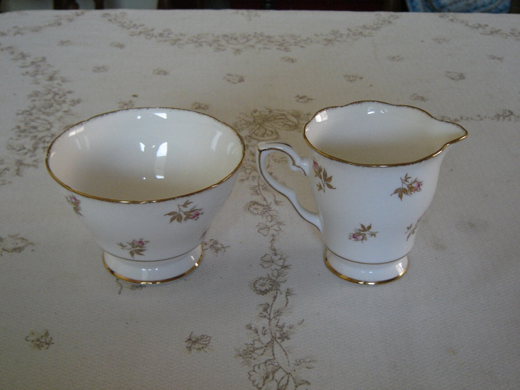 Royal Stafford pink Rosebud gold leaves large cream and sugar VGU - Items Tried And True