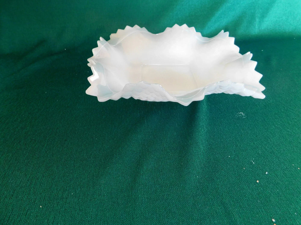 Light blue diamond art glass candy dish near mint condition