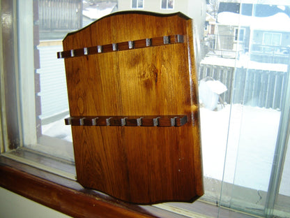 Solid wood shield shaped 16 count collector spoon rack