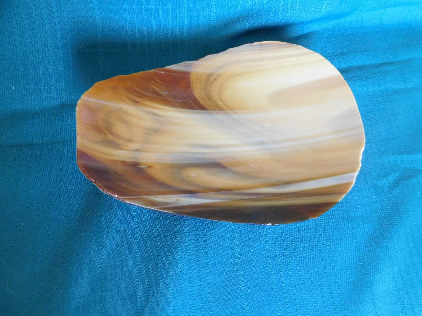 Oval marble design glass fusion dish