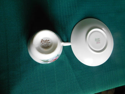 Roslyn pink purple flower cup saucer VGU - Items Tried And True