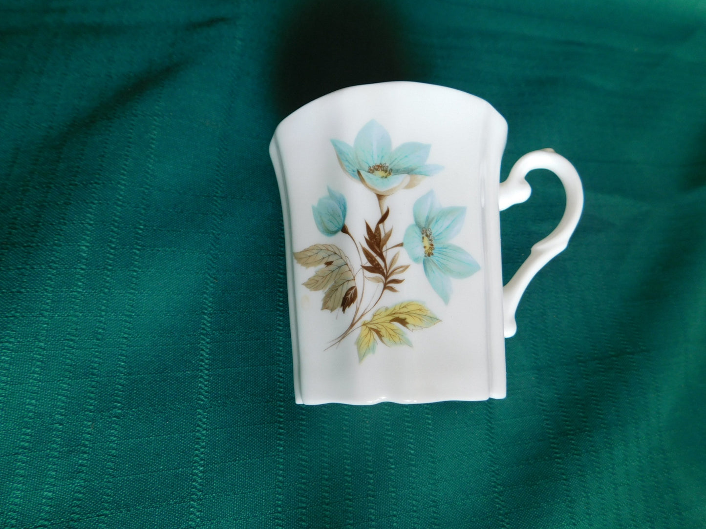 Royal Grafton blue flowers brown leaves mug near mint condition - Items Tried And True