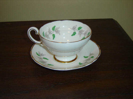 Crown Staffordshire grape vine cup and saucer near mint condition - Items Tried And True