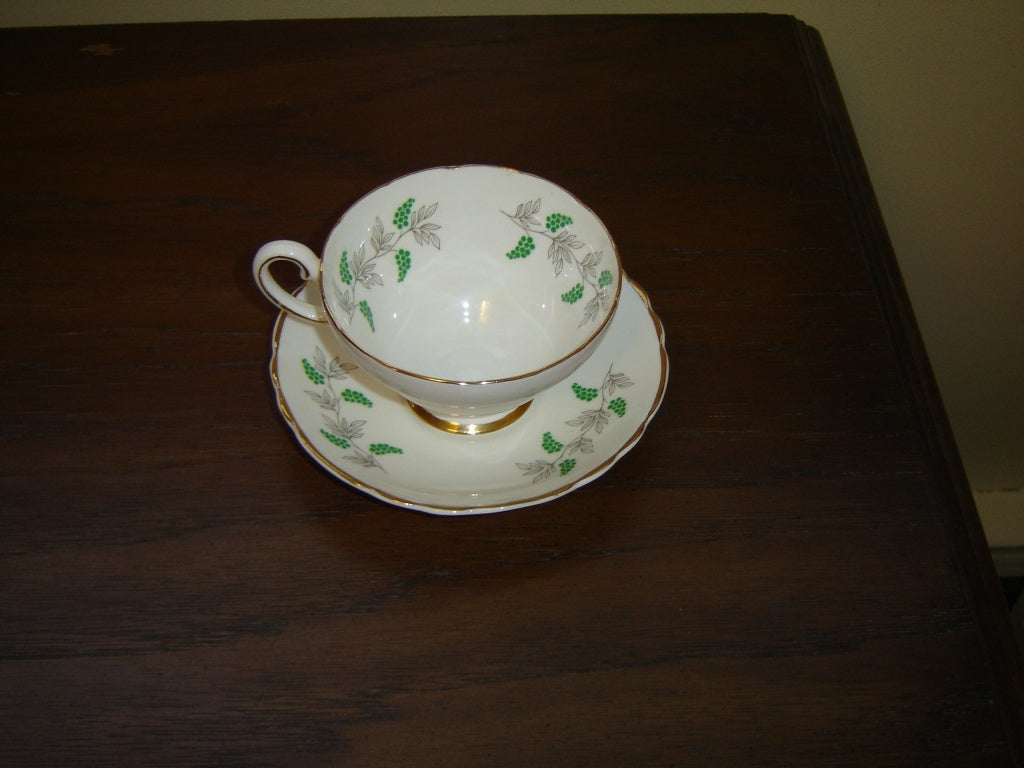 Crown Staffordshire grape vine cup and saucer near mint condition - Items Tried And True